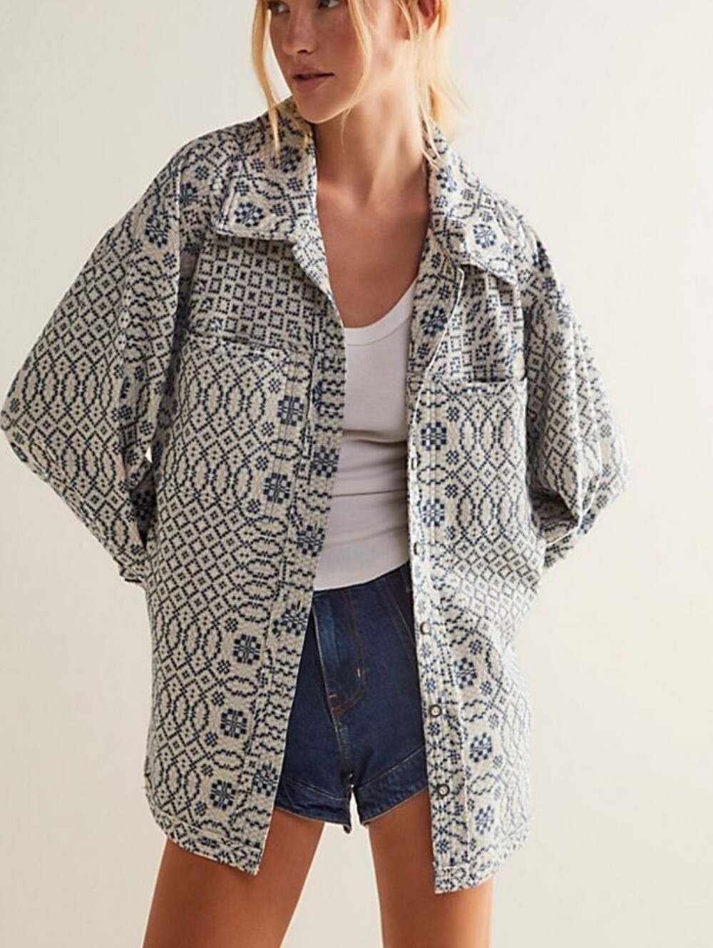 Free People We The Free So Long Summer Jacquard Button Down Shirt